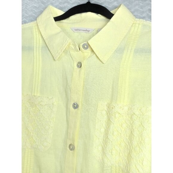 Soft Surroundings Size XL Yellow Iris Surfspray Tunic Shirt Linen Cotton Blend - Picture 5 of 10